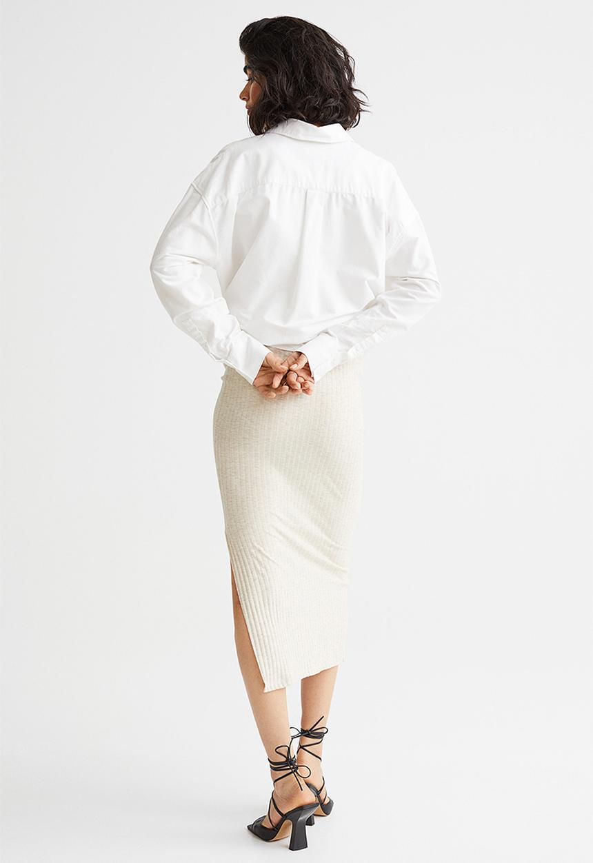 H&M - Mama ribbed jersey skirt - light beige marl