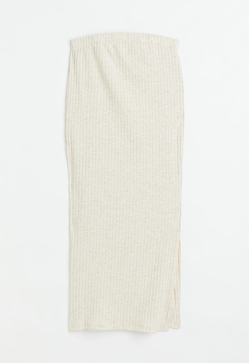 H&M - Mama ribbed jersey skirt - light beige marl