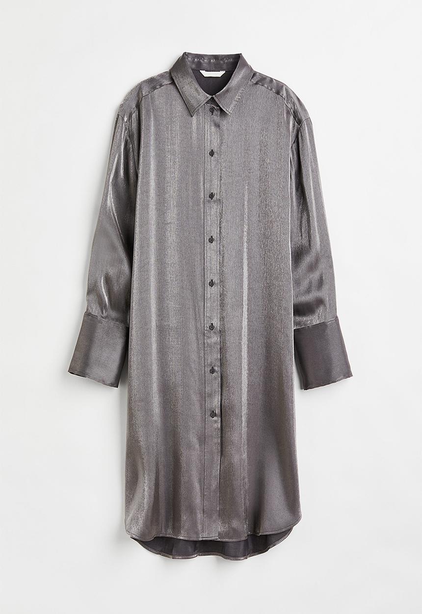 H&M - Oversized shirt dress - silver-coloured
