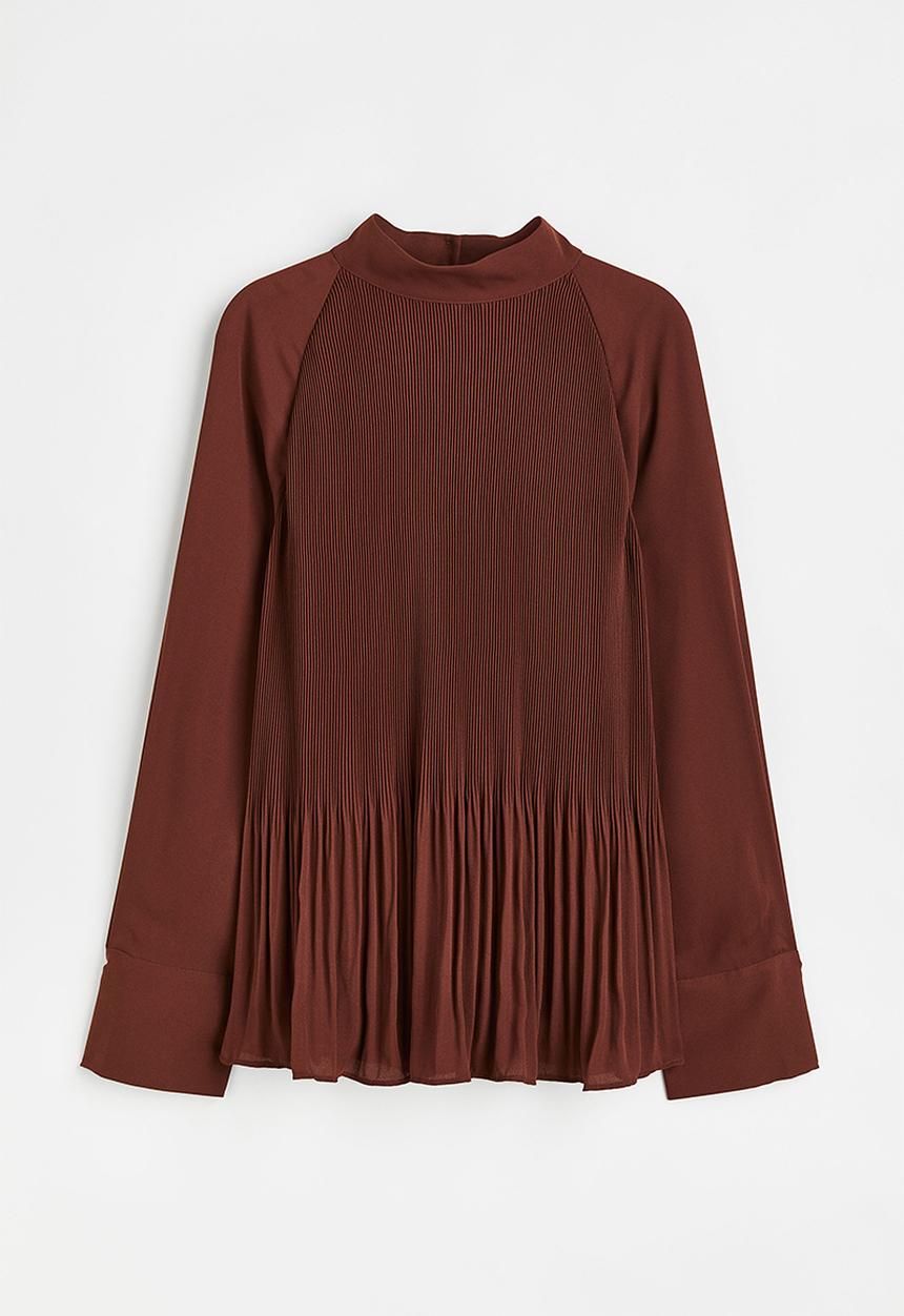 H&M - Pleated blouse - dark brown