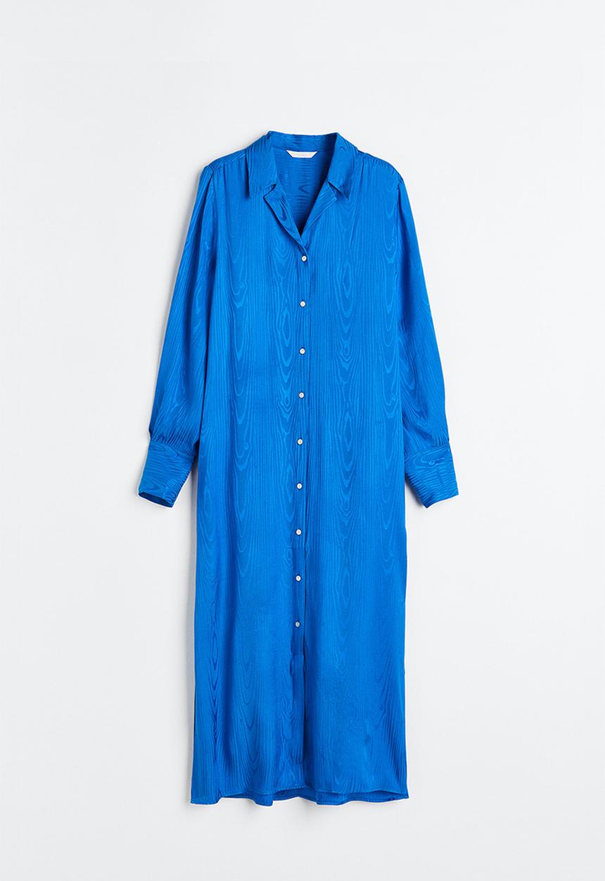 H&M - Jacquard-weave shirt dress - bright blue