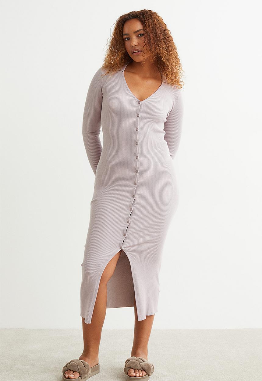H&M - Rib-knit dress - light grey