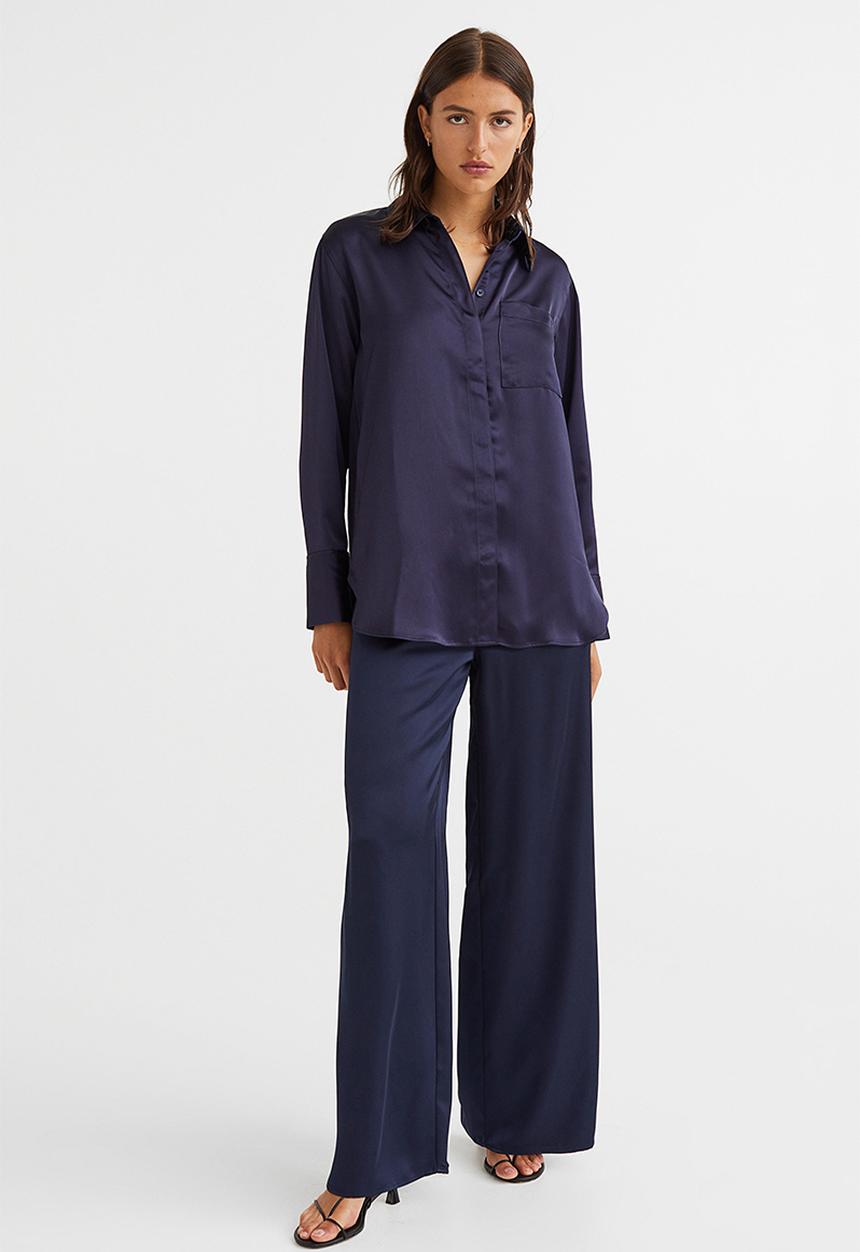H&M - Shirt with a sheen - dark blue