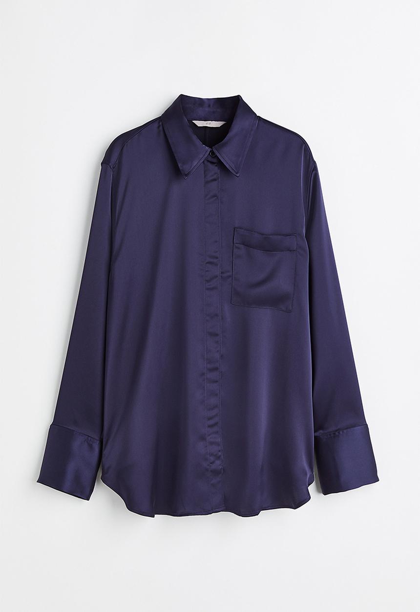 H&M - Shirt with a sheen - dark blue