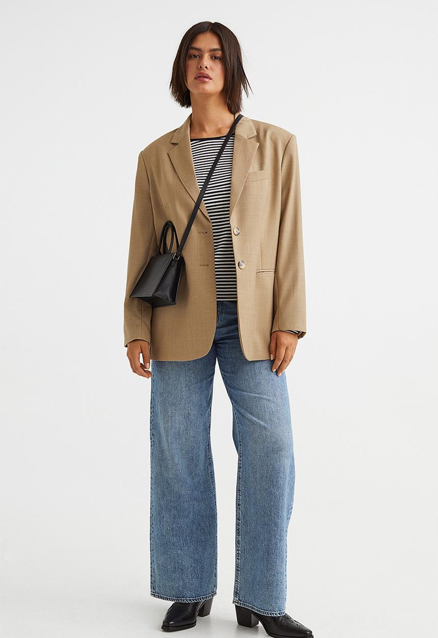 H&M - Low-backed jersey top - dark blue/white striped