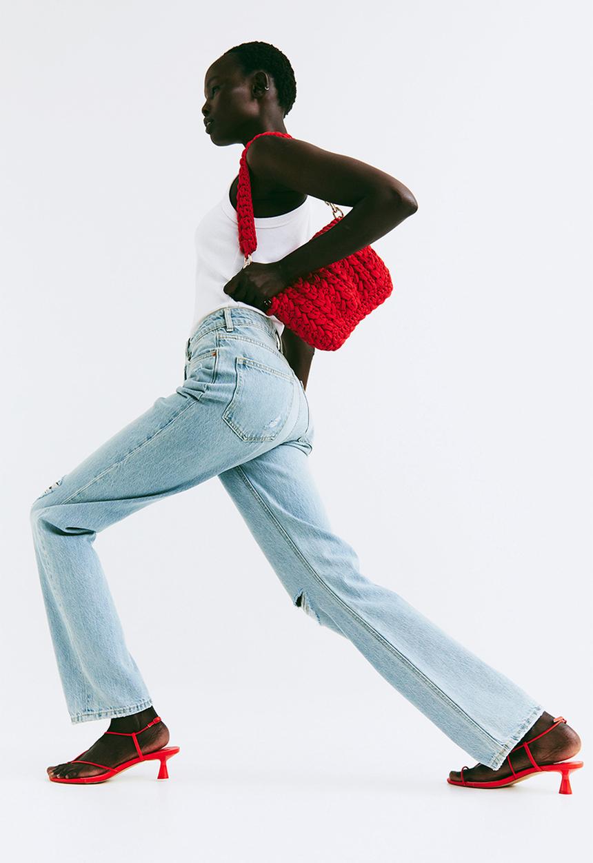 H&M - Straight high jeans - light denim blue