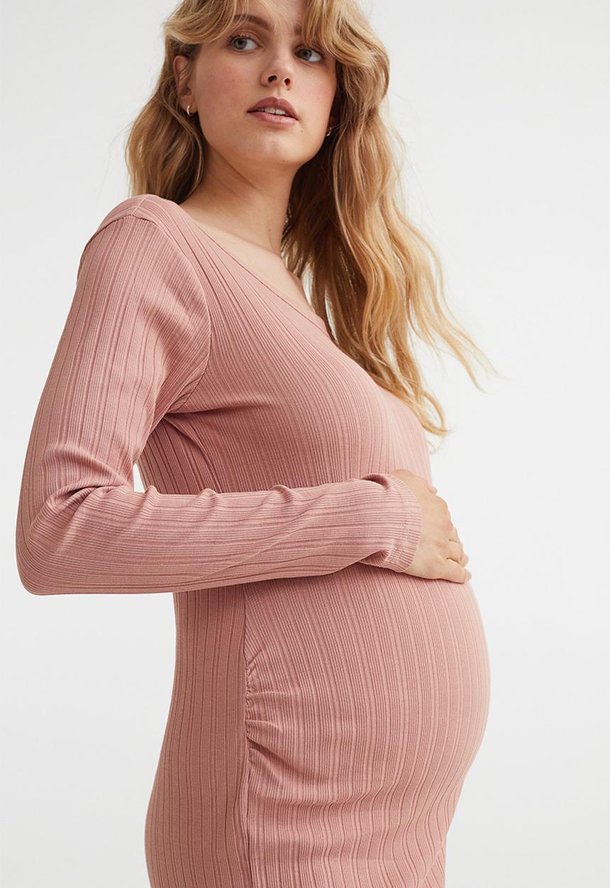 H&M - Mama ribbed jersey dress - old rose