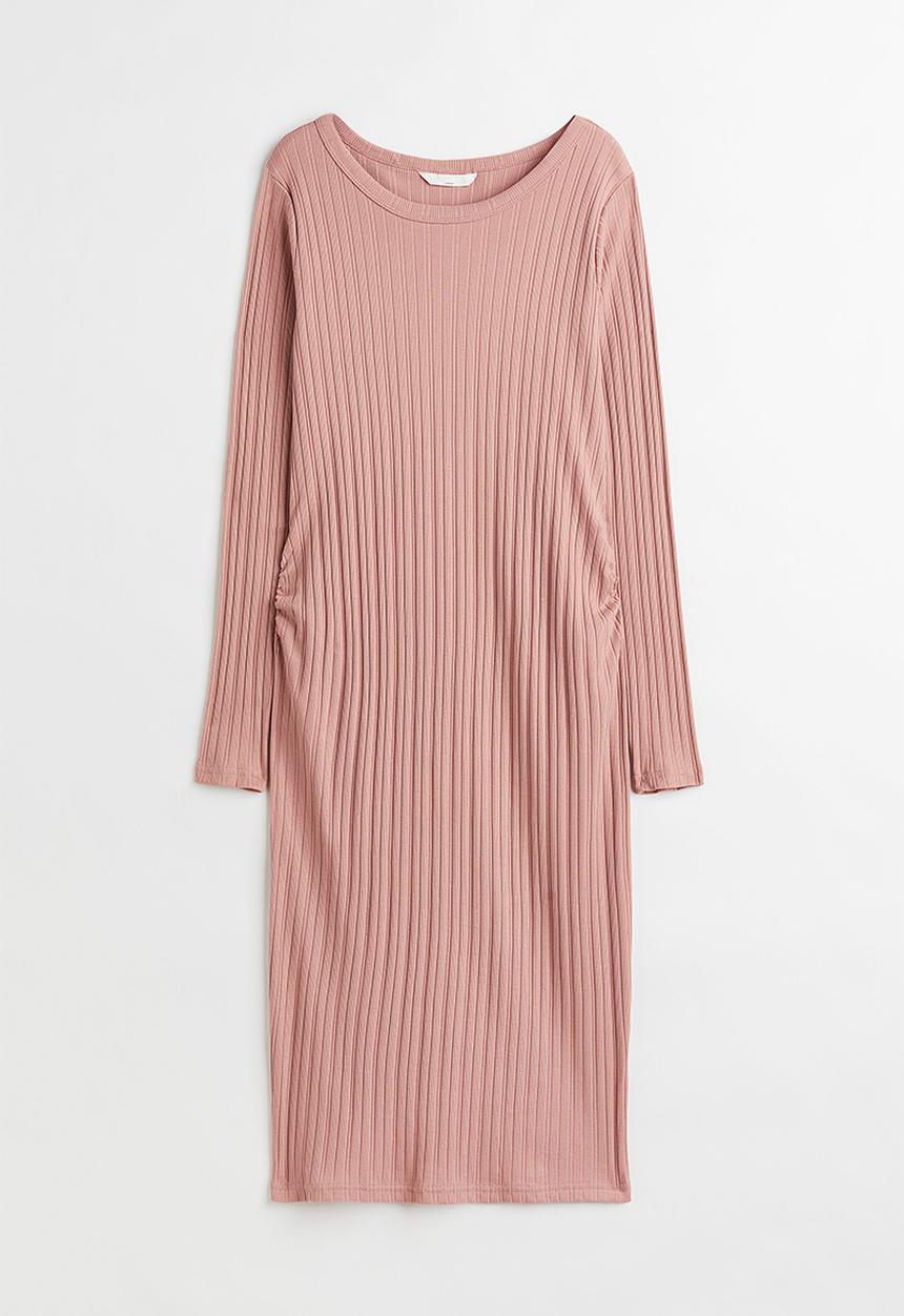 H&M - Mama ribbed jersey dress - old rose