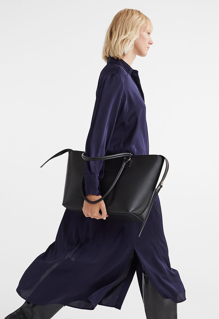 H&M - Tie-belt shirt dress - dark blue