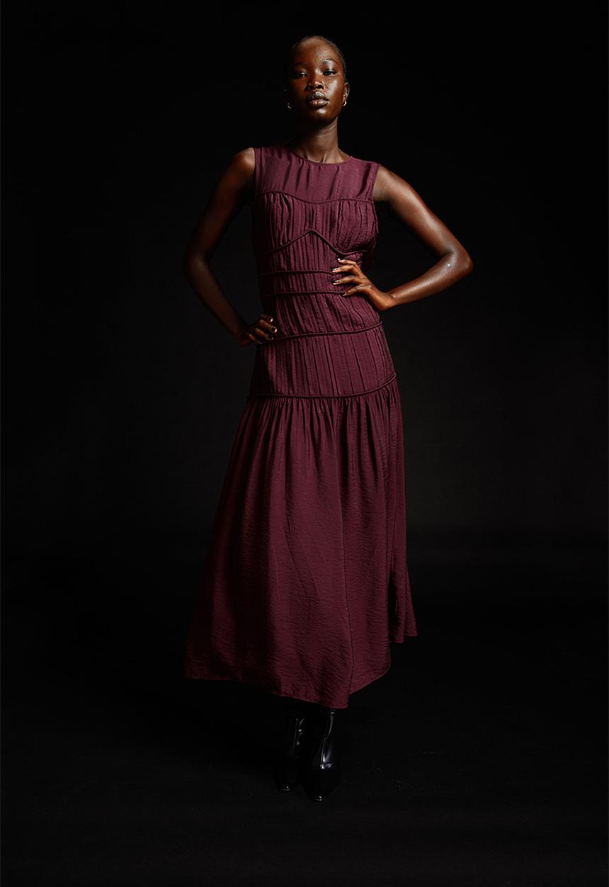 H&M - Pleated dress - burgundy