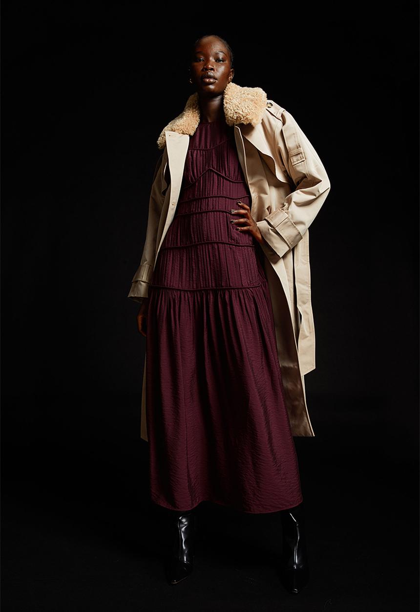 H&M - Pleated dress - burgundy