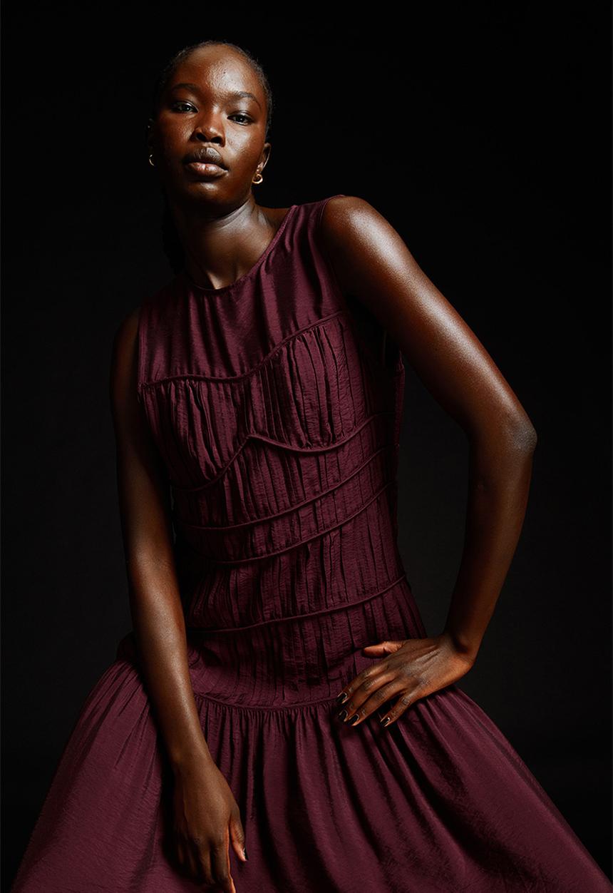 H&M - Pleated dress - burgundy