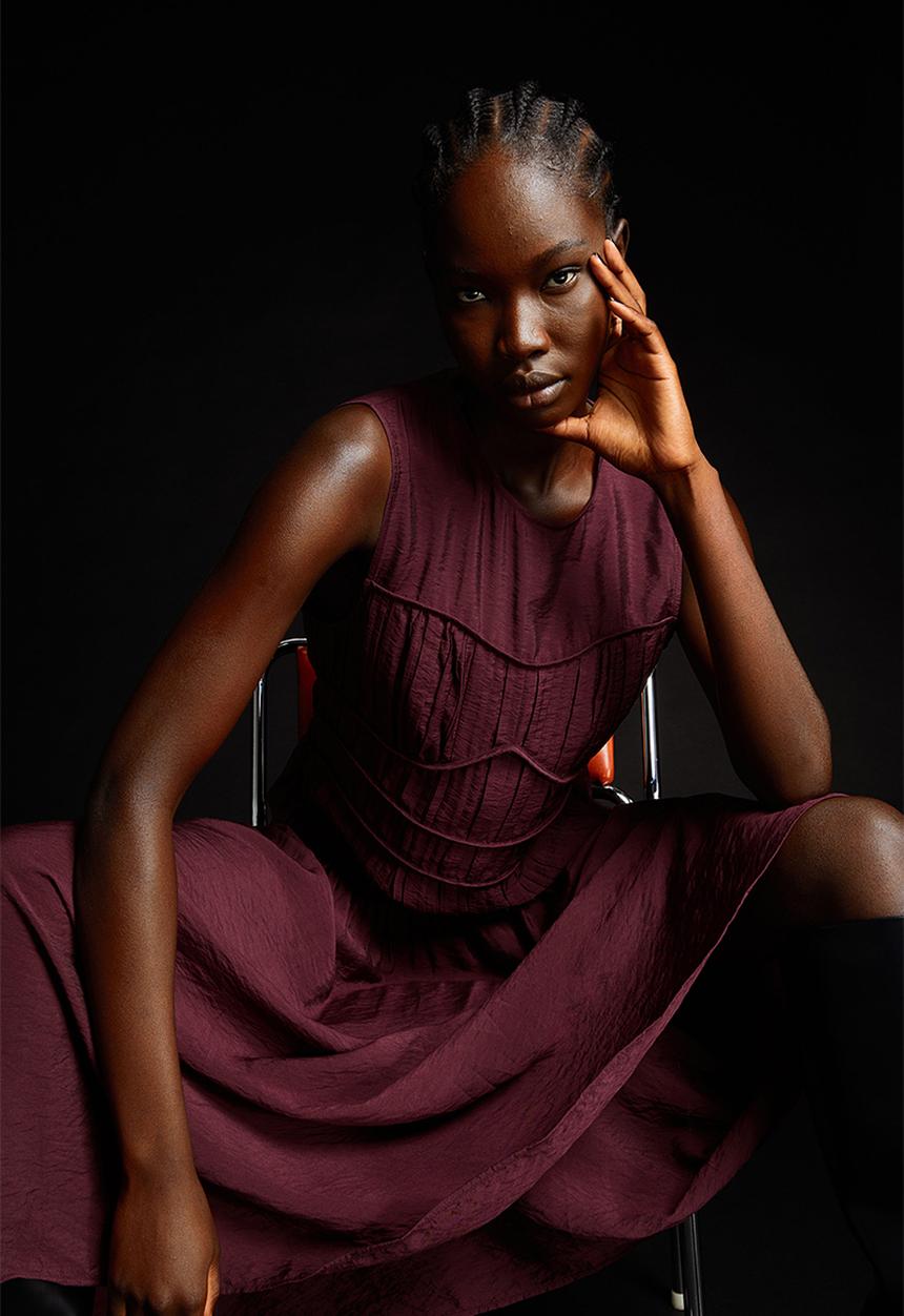 H&M - Pleated dress - burgundy