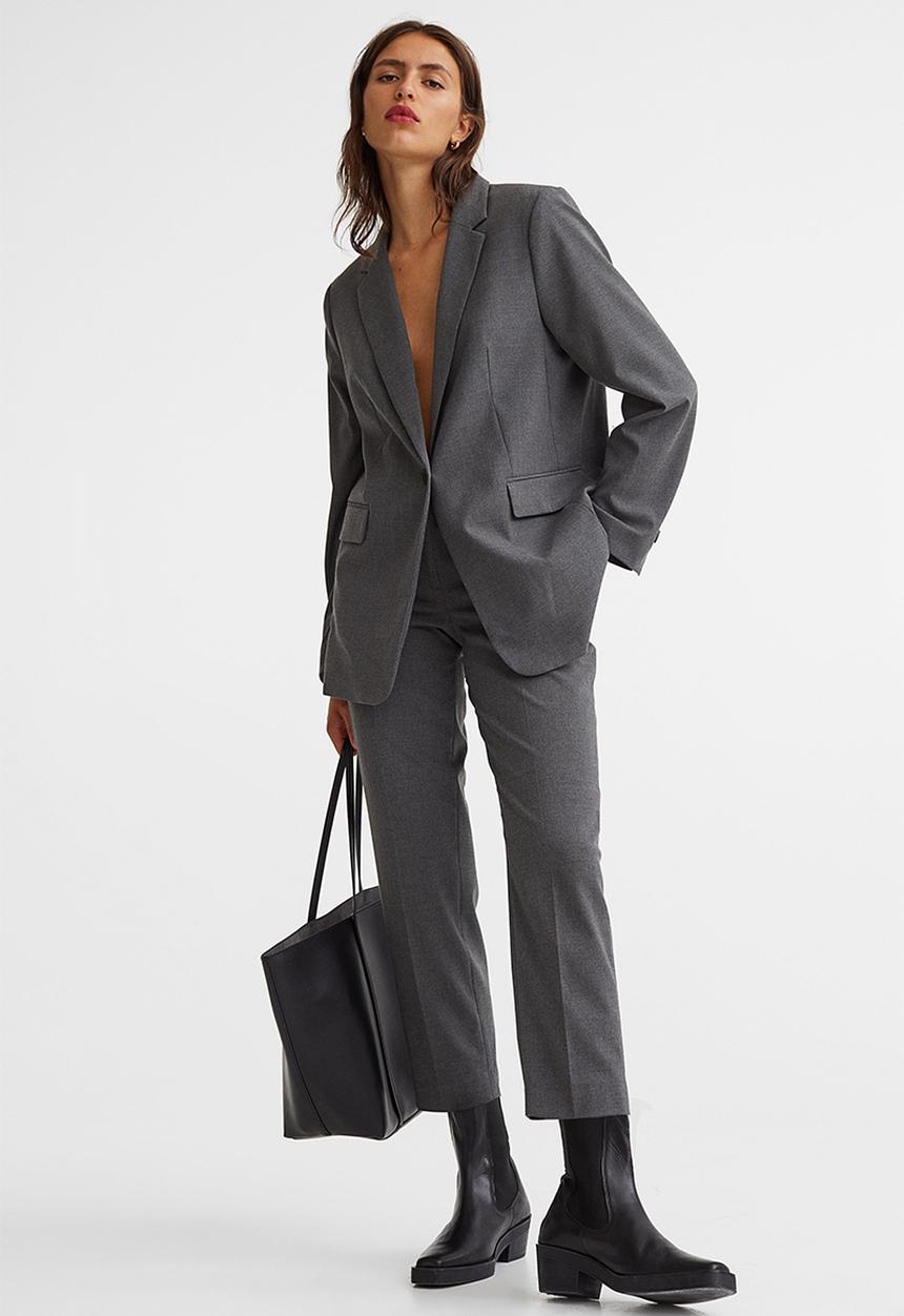 H&M - Cigarette trousers - dark grey marl 