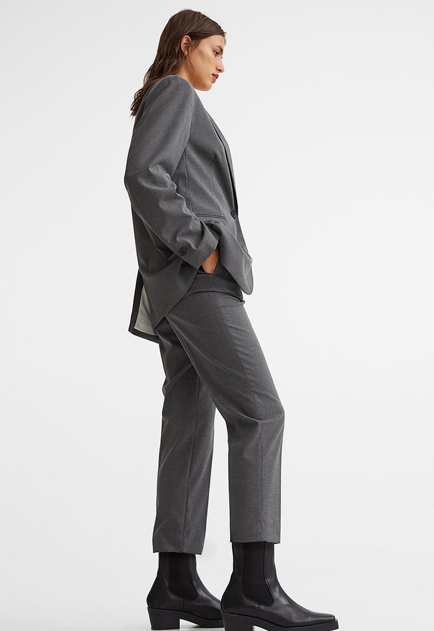 H&M - Cigarette trousers - dark grey marl 