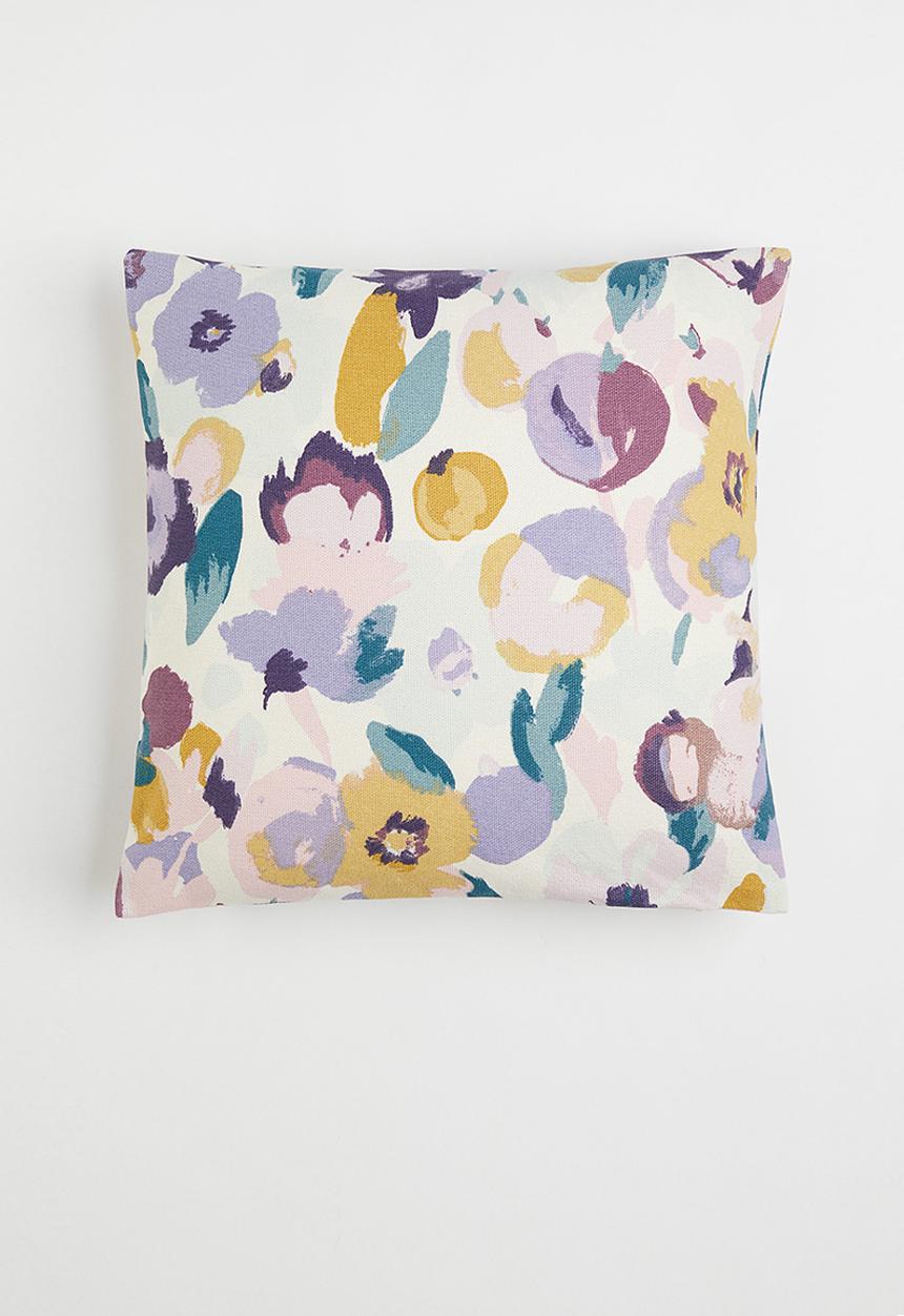H&M - Patterned cotton cushion cover - multi/white