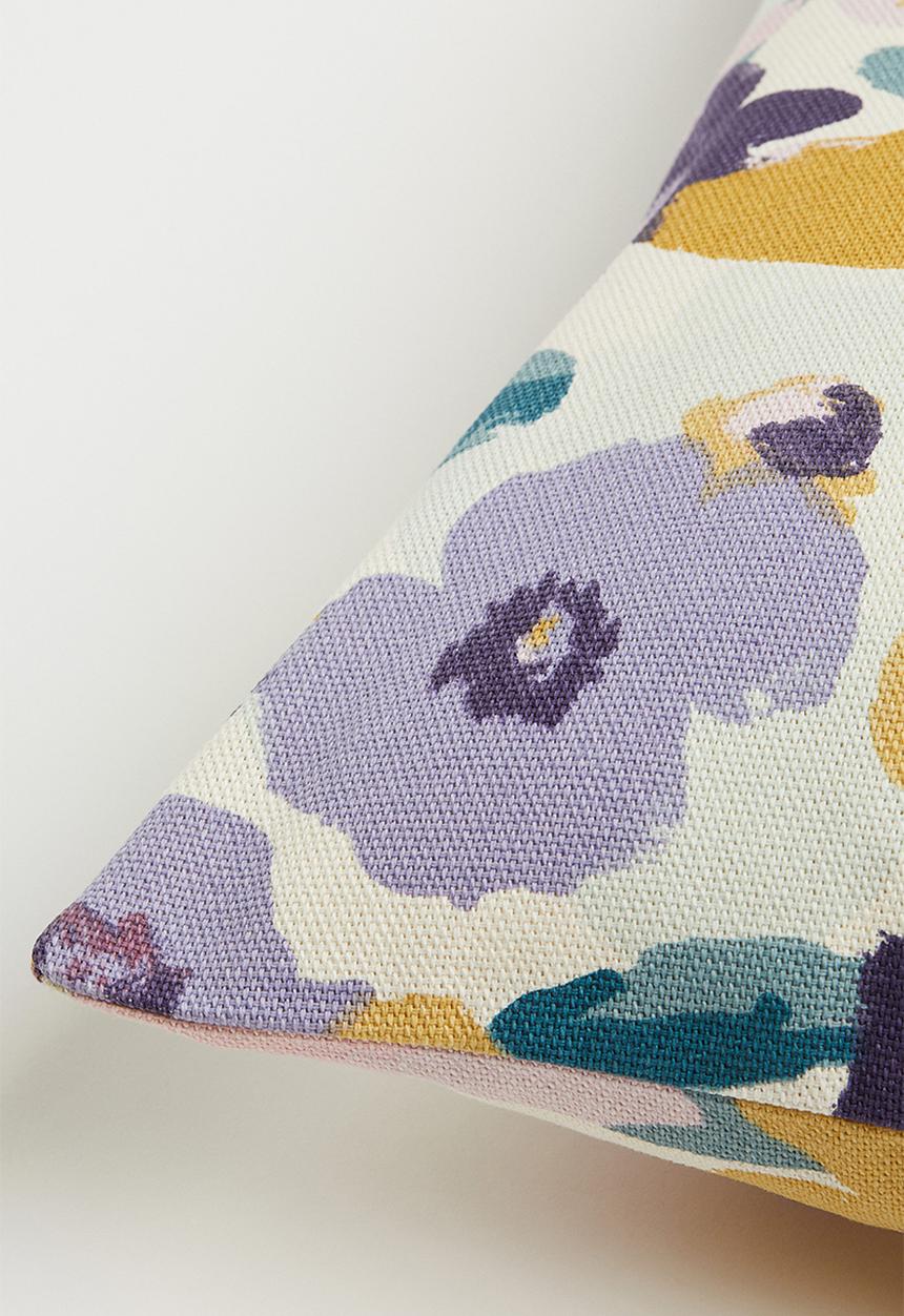 H&M - Patterned cotton cushion cover - multi/white