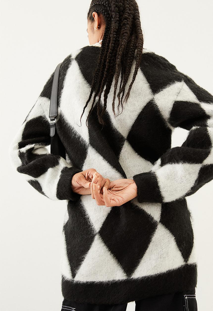 H&M - Harlequin-patterned cardigan -  black/harlequin-patterned