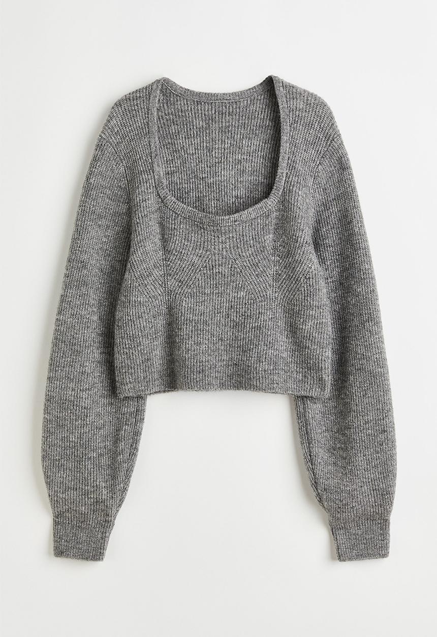 H&M - Rib-knit jumper - grey marl