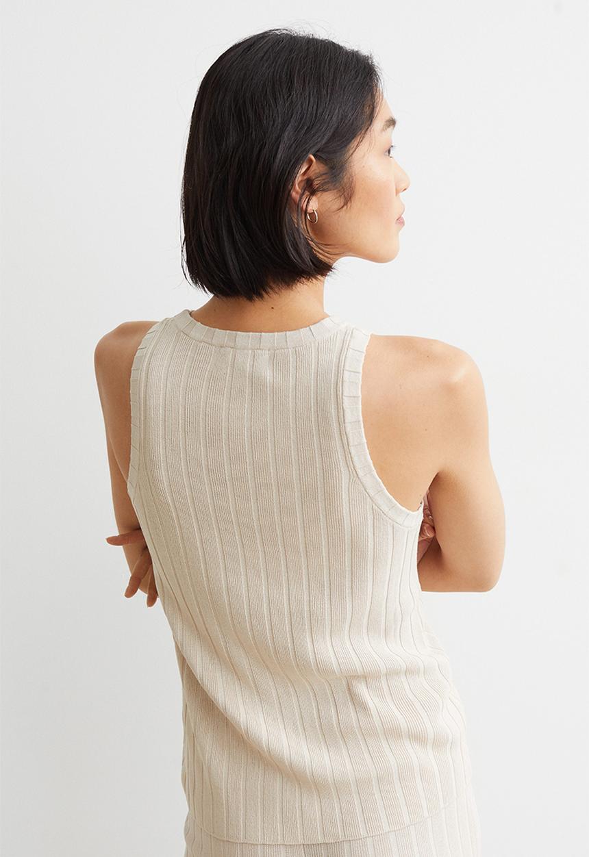 H&M - Rib-knit vest top - light beige