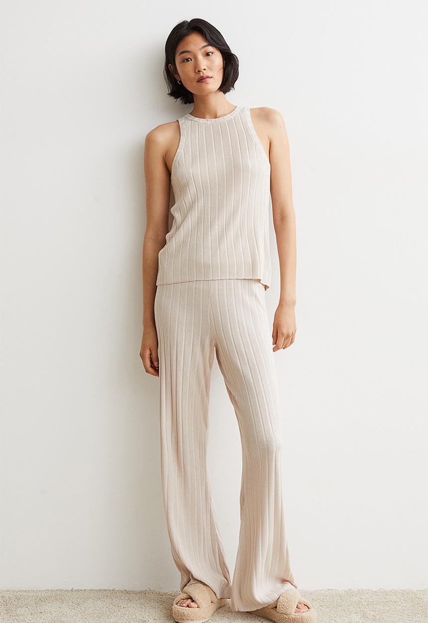 H&M - Rib-knit vest top - light beige