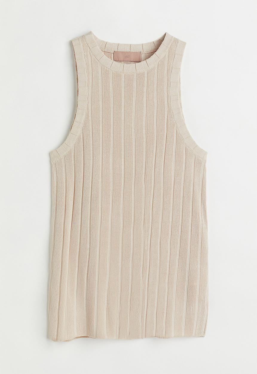 H&M - Rib-knit vest top - light beige