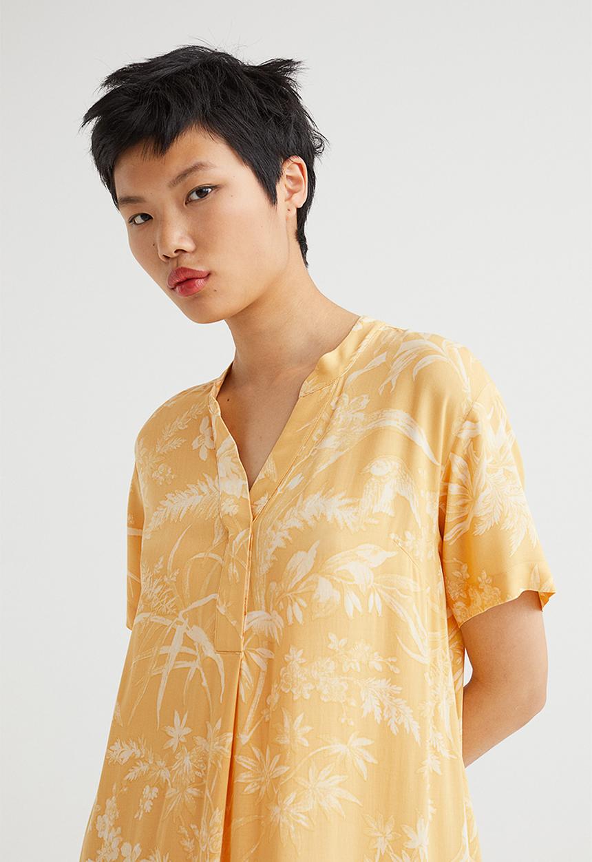 H&M - V-neck tunic - light orange/patterned