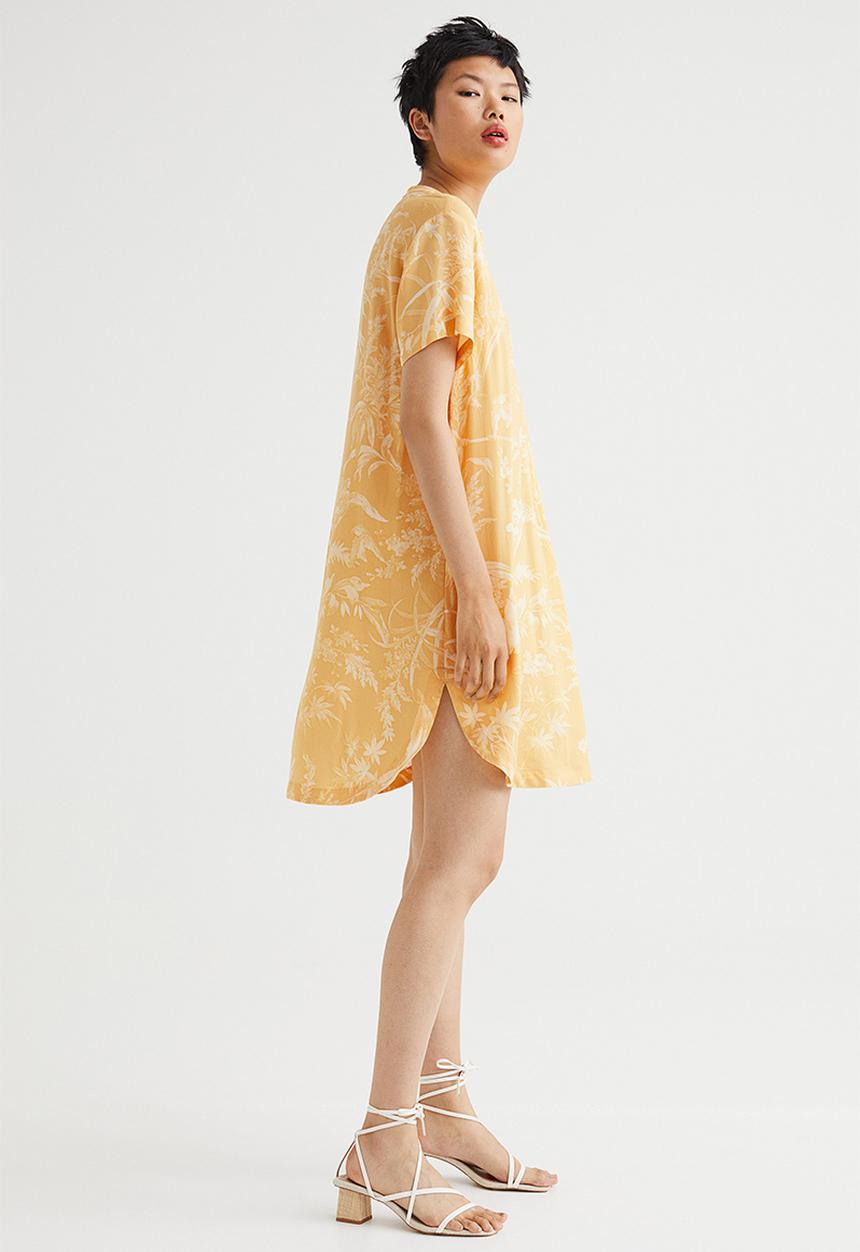 H&M - V-neck tunic - light orange/patterned