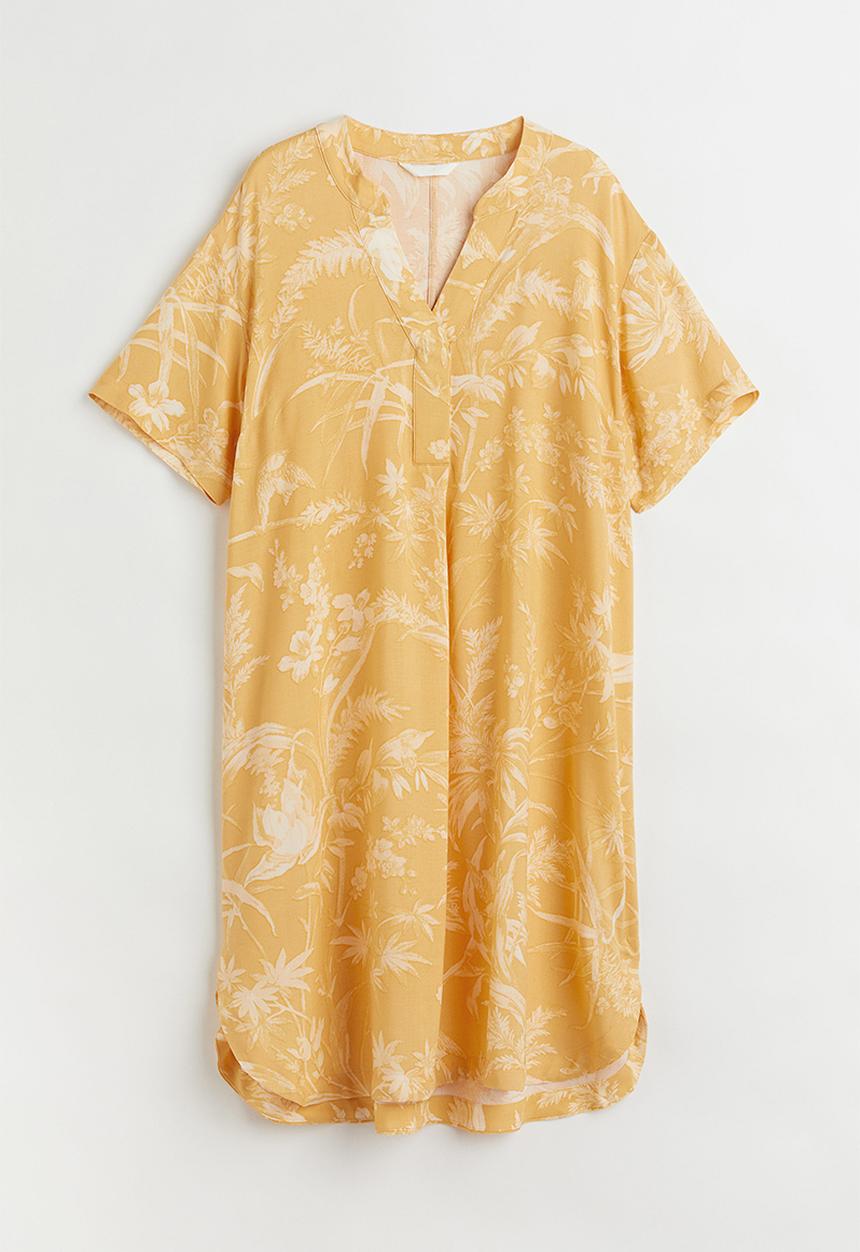 H&M - V-neck tunic - light orange/patterned