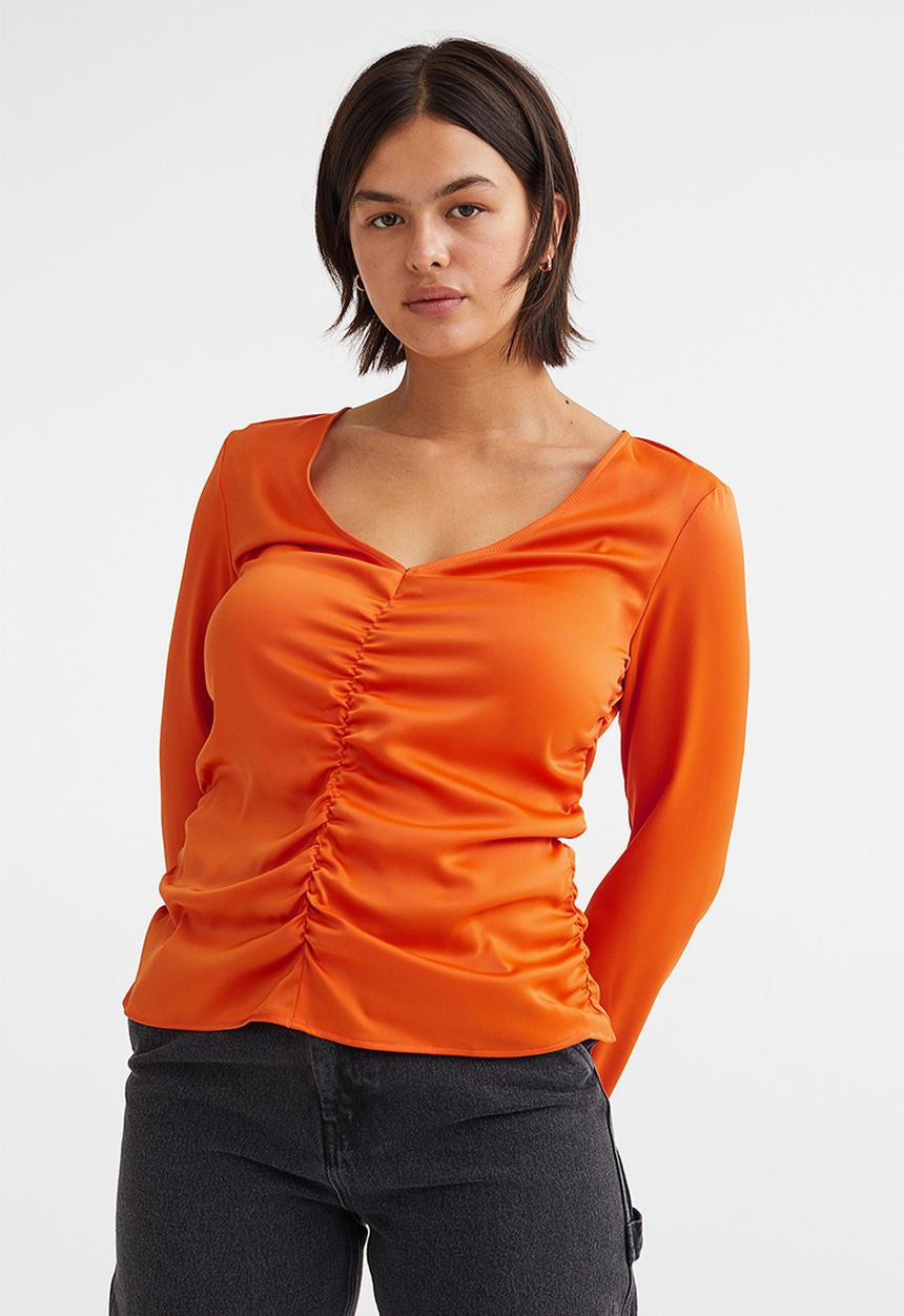 H&M - Gathered blouse - orange