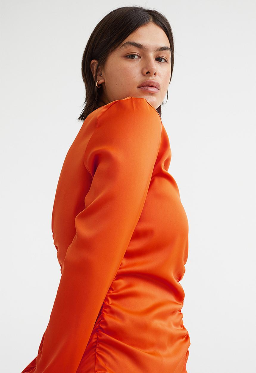 H&M - Gathered blouse - orange