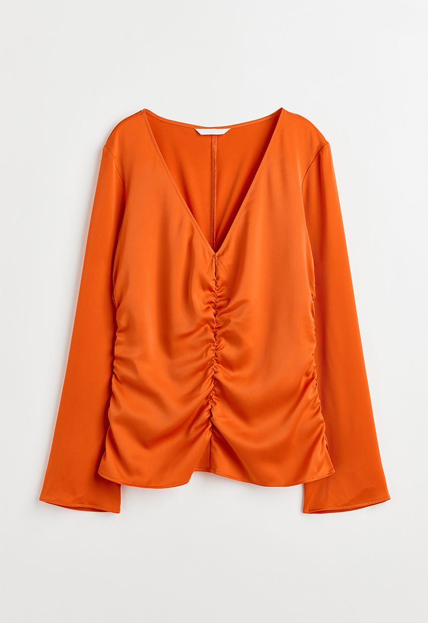 H&M - Gathered blouse - orange