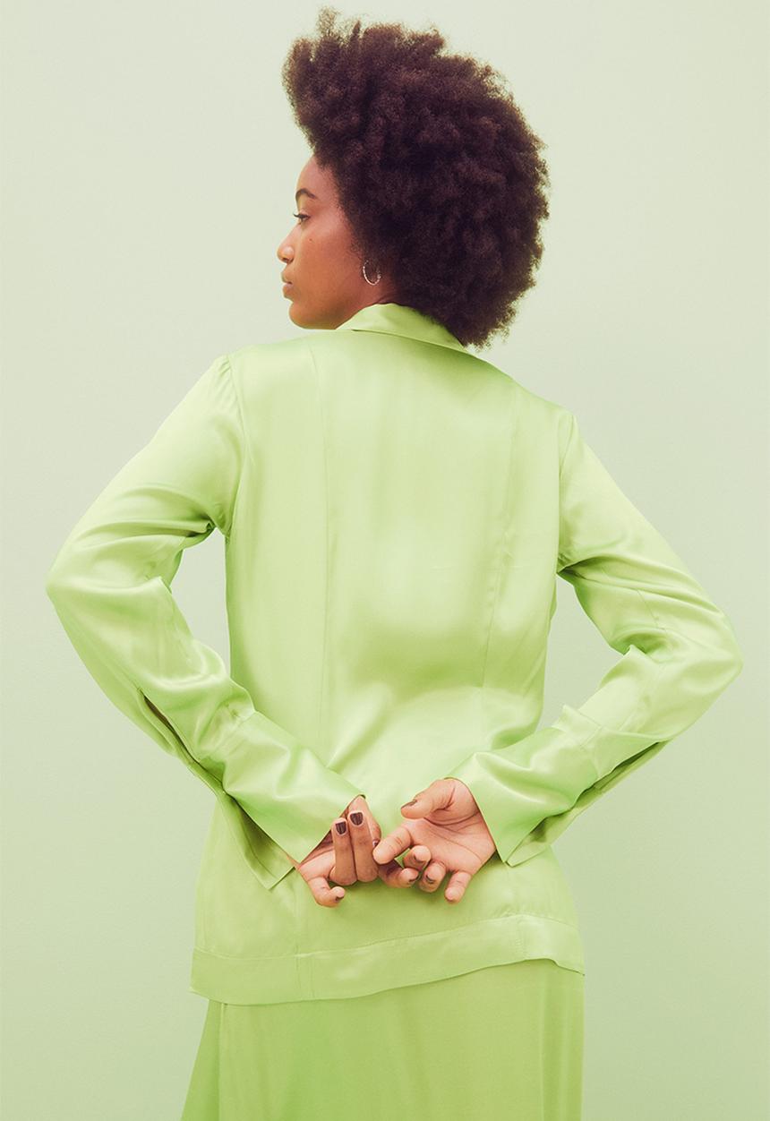 H&M - Glossy blouse - lime green