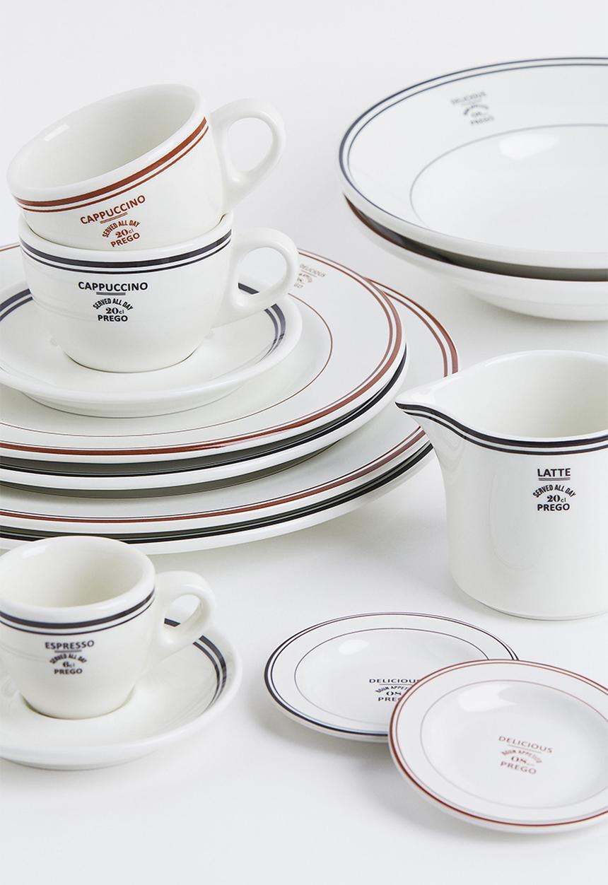 H&M - Large stoneware plate - white/black