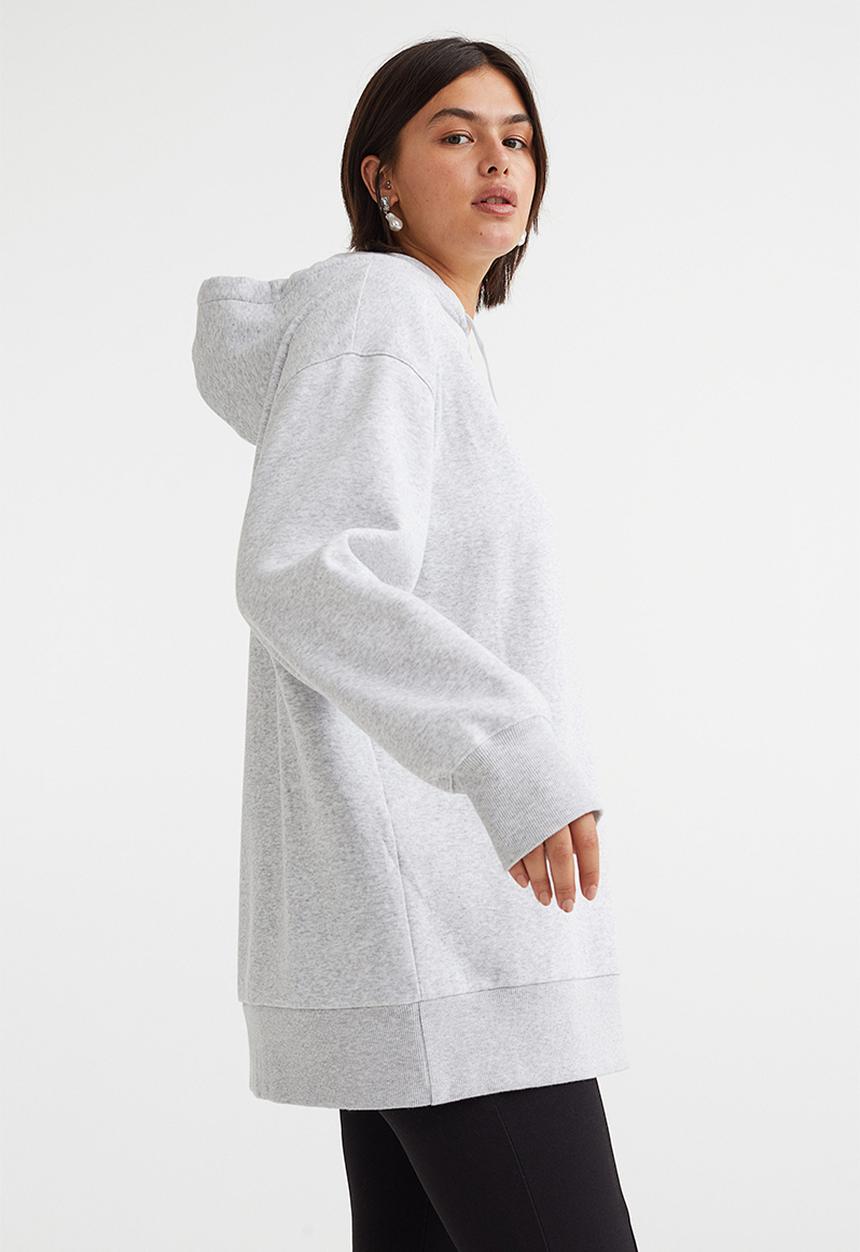 H&M - Oversized hoodie - light grey marl