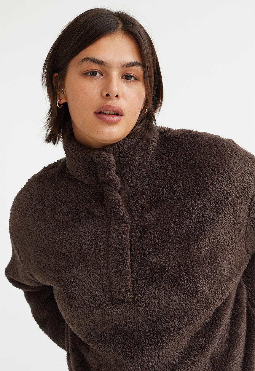H&M - Faux shearling top - dark brown