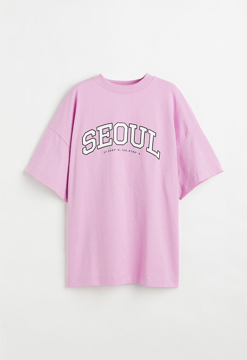 H&M - Oversized T-shirt - light pink/seoul
