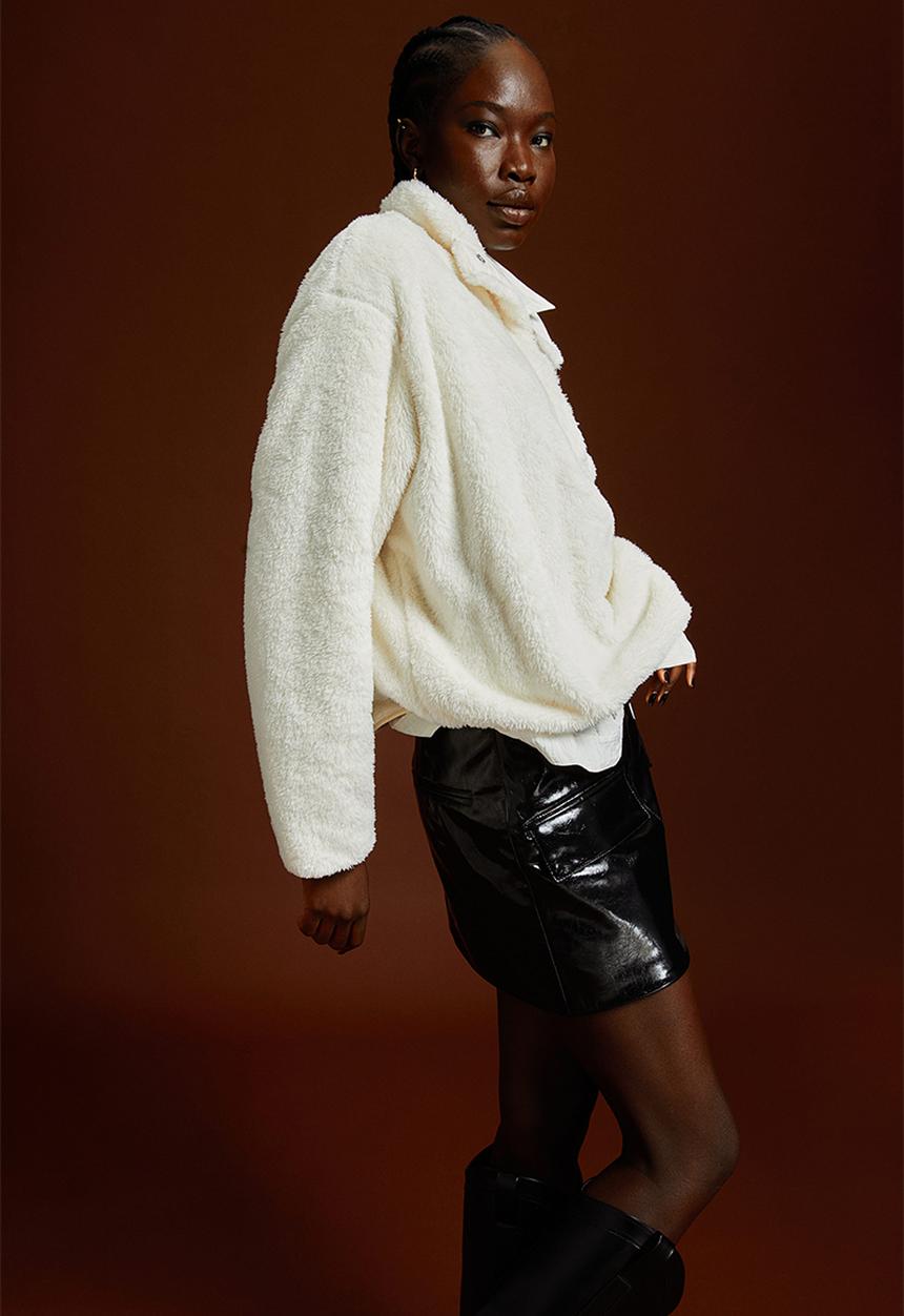 H&M - Faux shearling top - cream