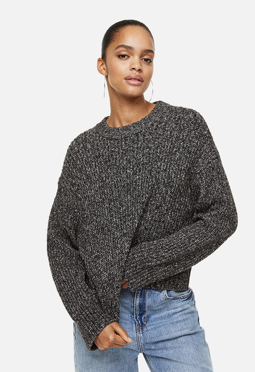 H&M - Oversized rib-knit jumper - black marl