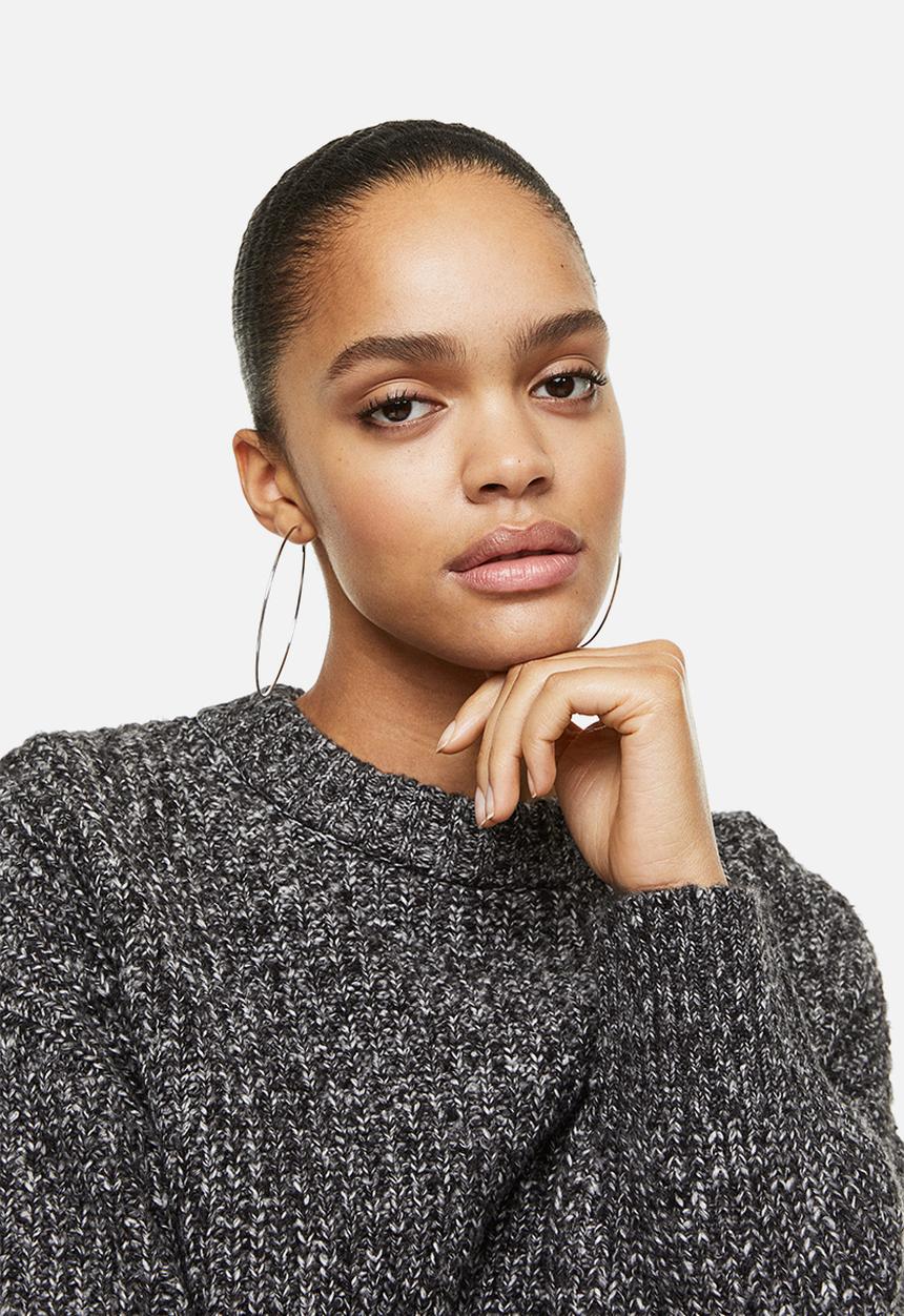 H&M - Oversized rib-knit jumper - black marl