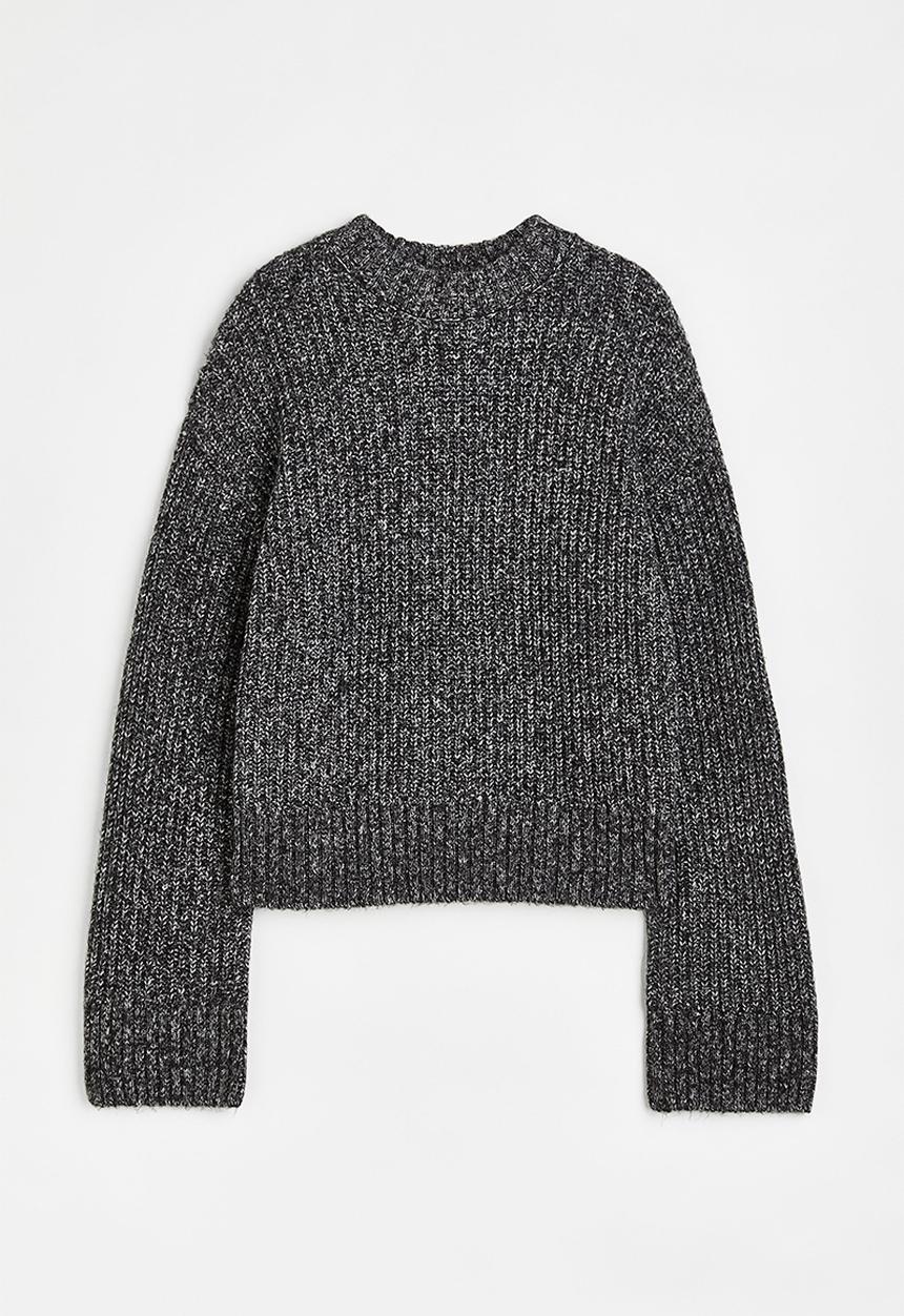 H&M - Oversized rib-knit jumper - black marl