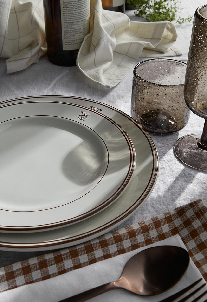 H&M - Stoneware plate - white/brown