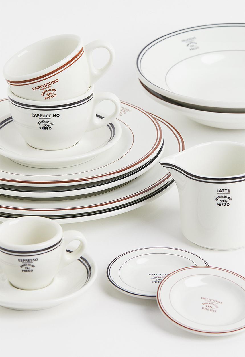 H&M - Stoneware plate - white/brown