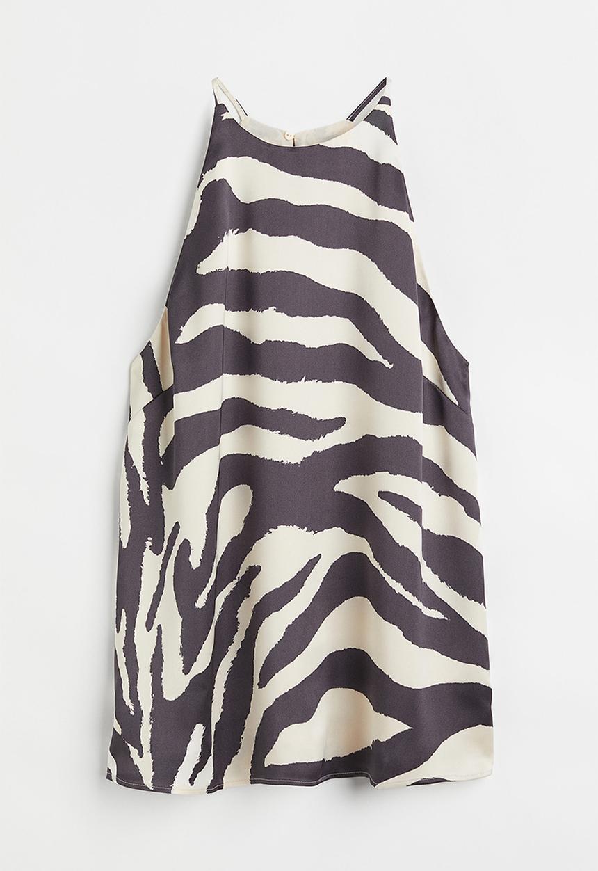 H&M - Satin top - cream/zebra print