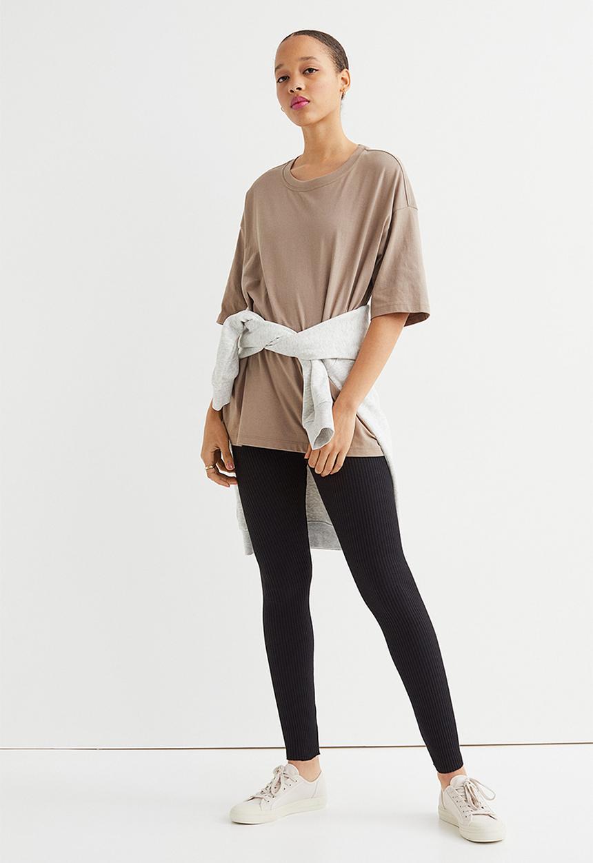 H&M - Ribbed leggings - black