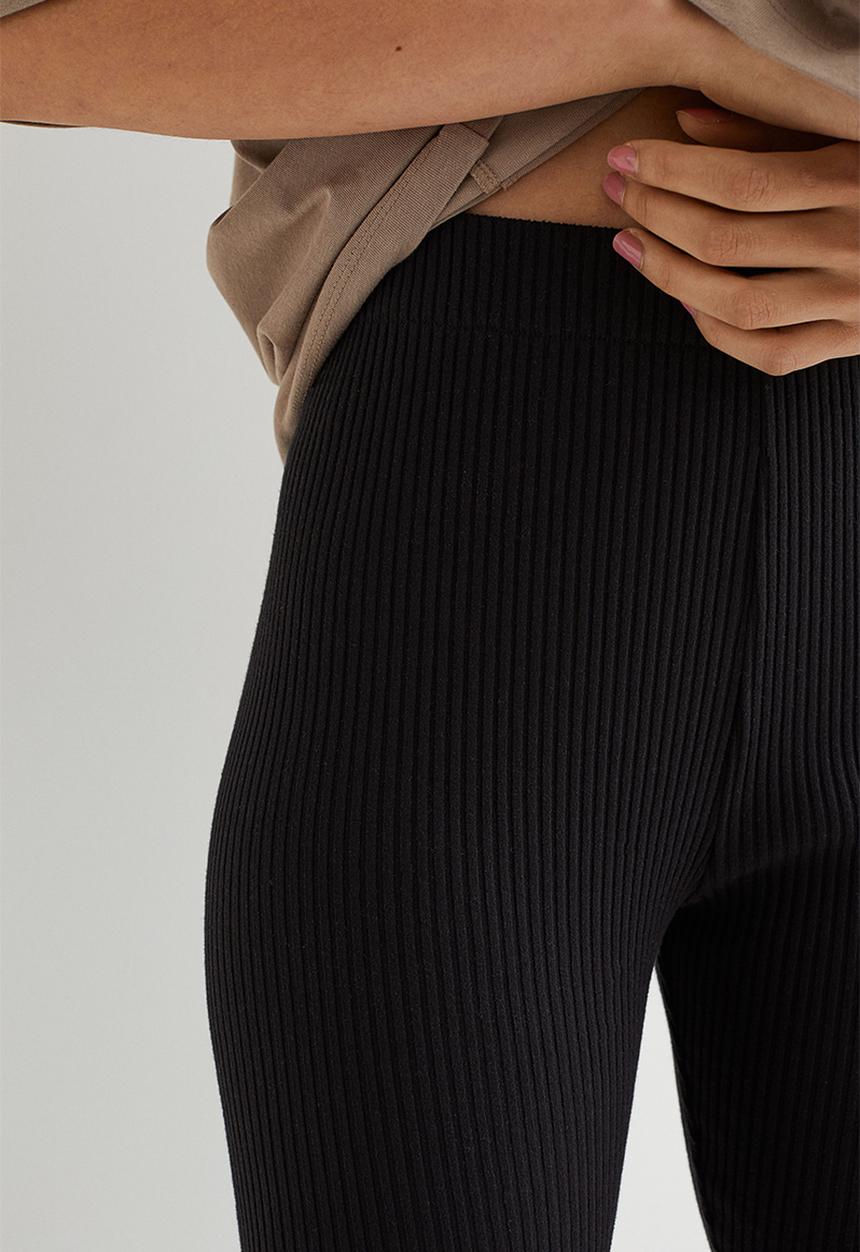 H&M - Ribbed leggings - black