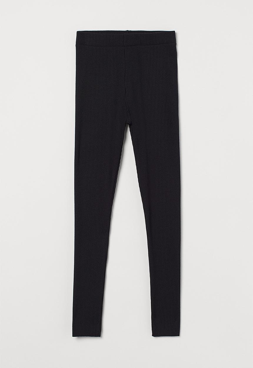 H&M - Ribbed leggings - black