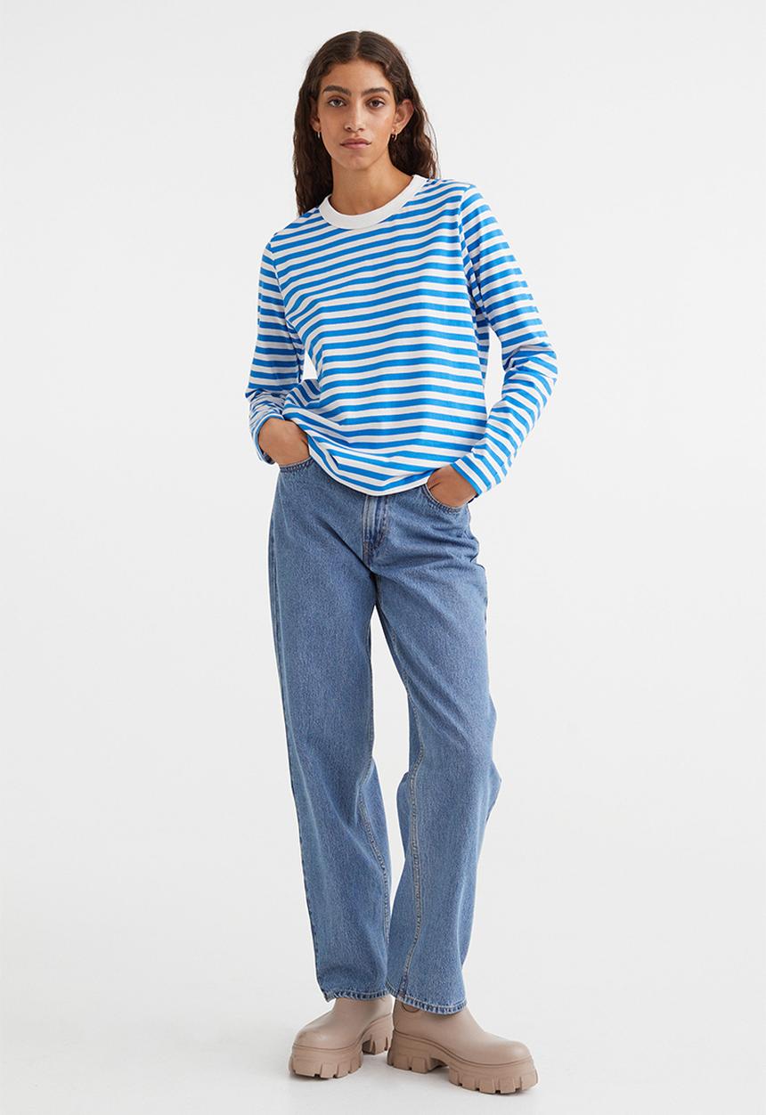 H&M - Cotton jersey top - blue/striped
