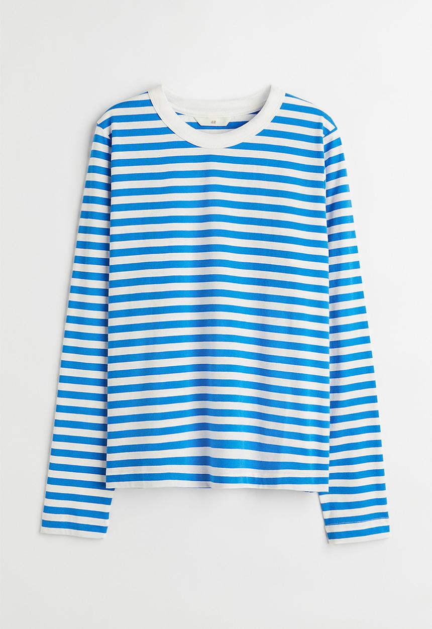 H&M - Cotton jersey top - blue/striped