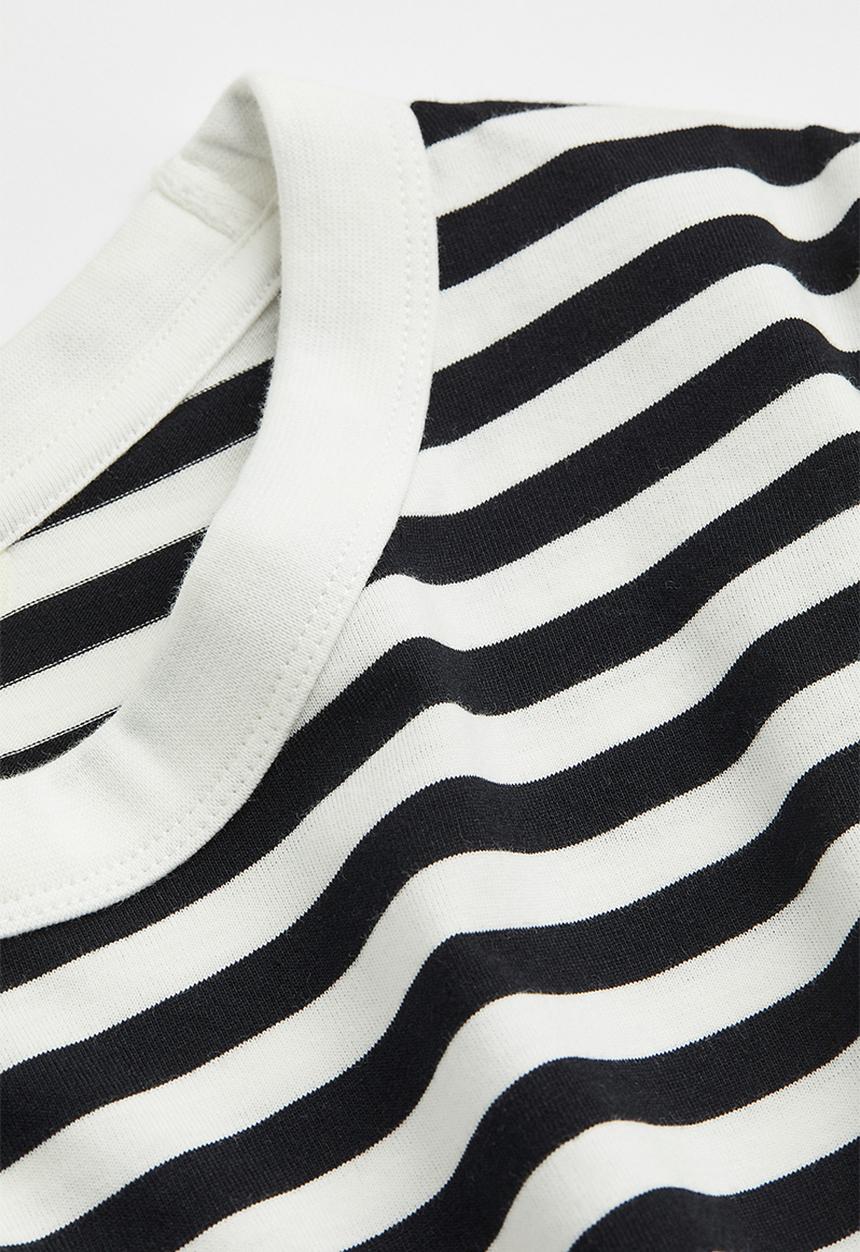 H&M - Cotton jersey top - black/striped